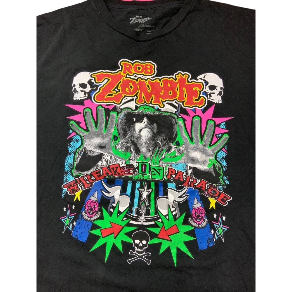 Rob Zombie Freaks On Parade 2023 Tour T Shirt Black Graphic Adult 2XL Band